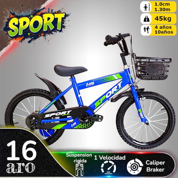 Bicicleta Aro 16 Infantil Sport Azul