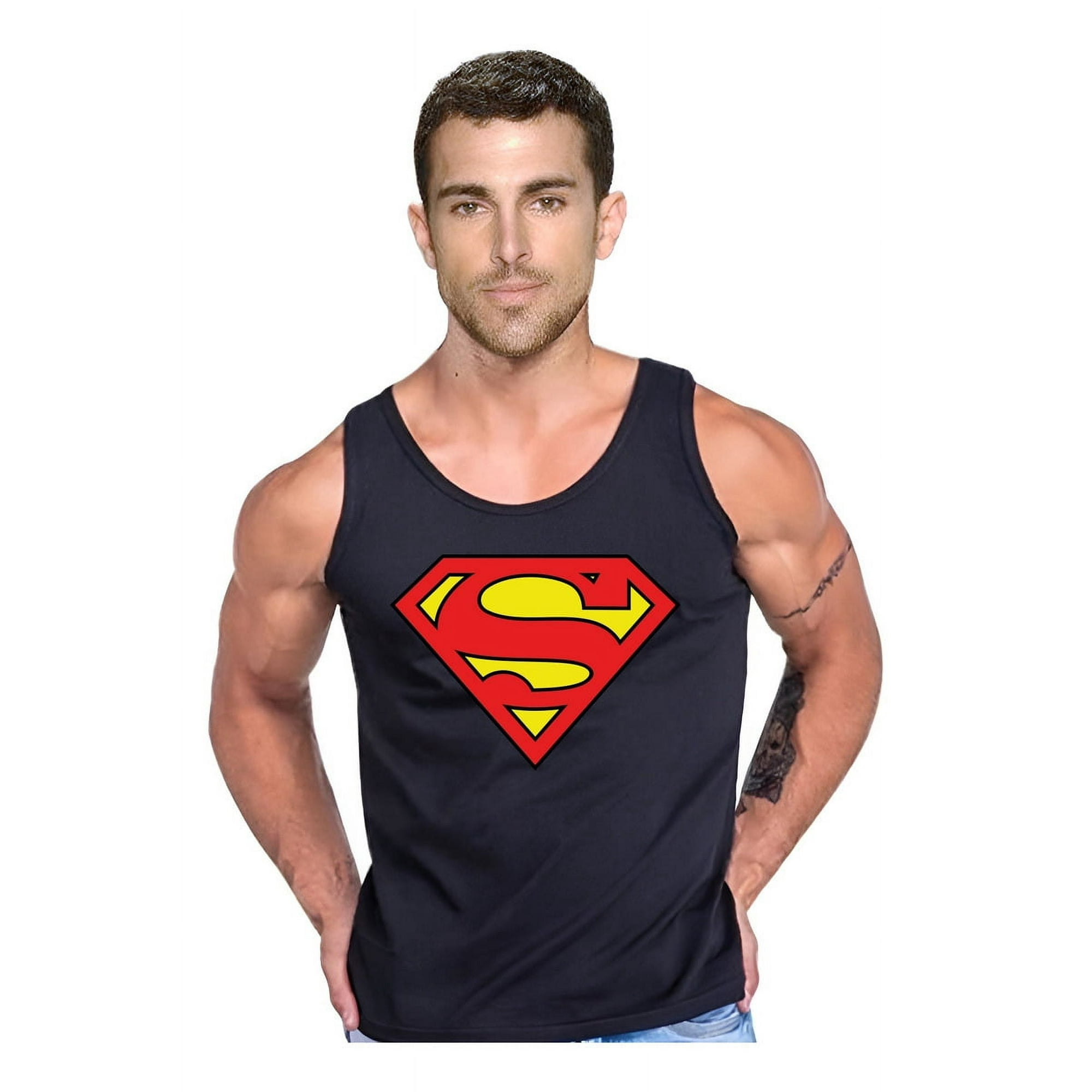 Persodesign - Polera Superman Superheroe Liga De La Justicia Tank Gym Talla 2xl Negro Hombre
