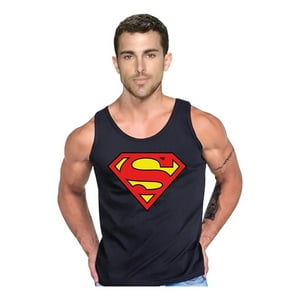 Persodesign - Polera Superman Superheroe Liga De La Justicia Tank Gym Talla 2Xl Negro Hombre