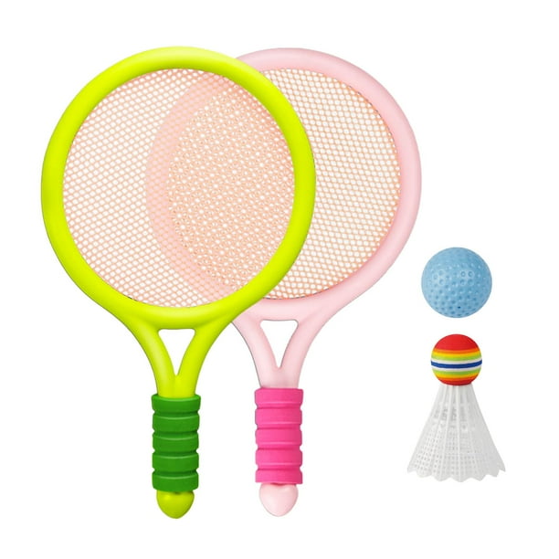 Juego De Tenis De Bádminton Duradero Para Niños, Raqueta De Volante De Pelota Para Entrenar Verde Y Rosa