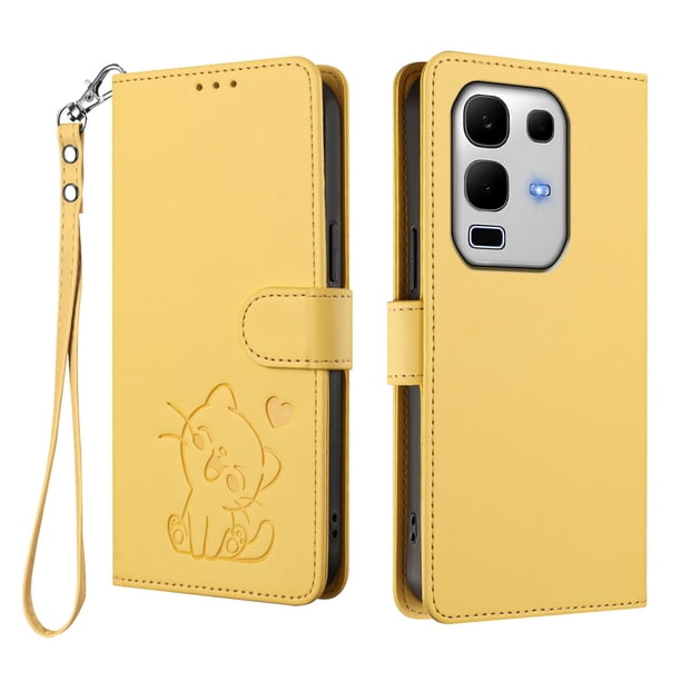 Funda de Gato tipo Libro para Infinix Note 50S, Amarillo