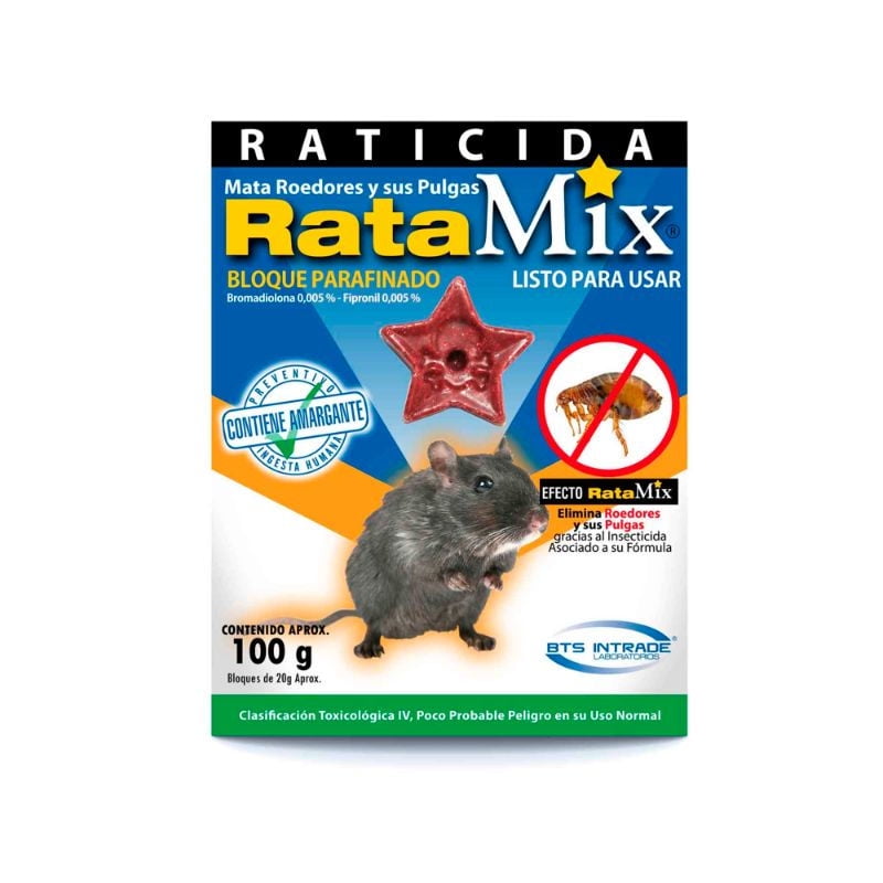 Insecticida Bloque Elimina Ratas Y Ratones Caja 100 g Ratamix