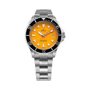 Reloj Ratio Freediver Sapphire Stainless Steel Yellow Dial Quartz Rtf034 200M Men'S Watch