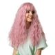 thumbnail image 4 of Pelucas Rizadas Onduladas Para Mujer De 22 Pulgadas, Peluca Resistente Al Calor Para Cosplay Con Flequillo Limpio Rosa, 4 of 5
