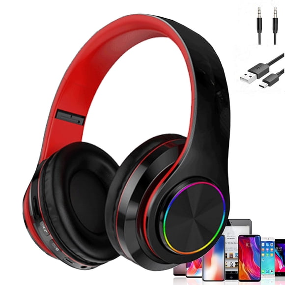 Auriculares Bluetooth ESSGUO con luces LED inalámbricas para colocar sobre las orejas