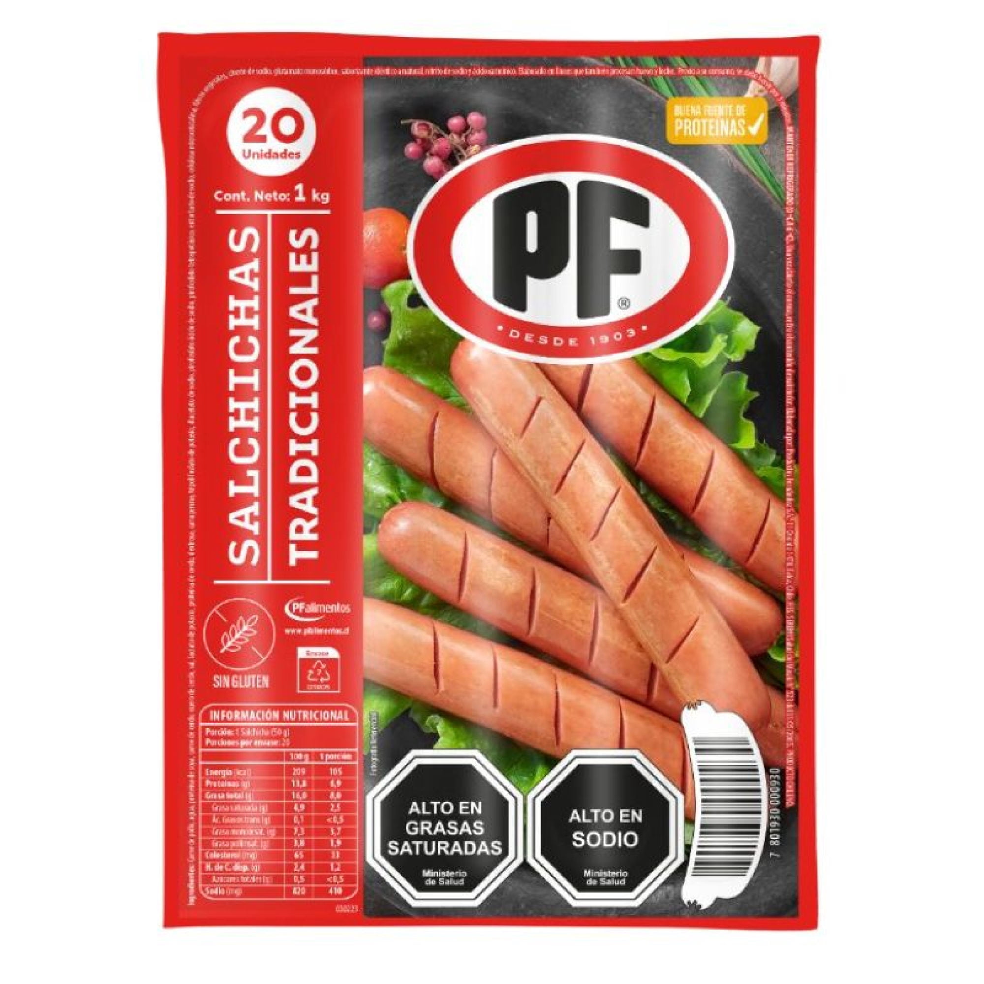 Salchichas Tradicional 20 Un 1 kg PF