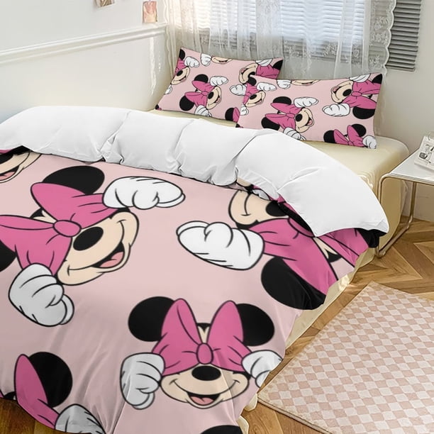 Minnie MouseCartoon Collection 3-Piece Comforter Set, Personalized Bedding Decor for Kids And Teens Bed Sheets