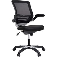 Silla De Oficina Modway Edge Con Respaldo De Malla Blanca Y Asiento De Vinilo Negro