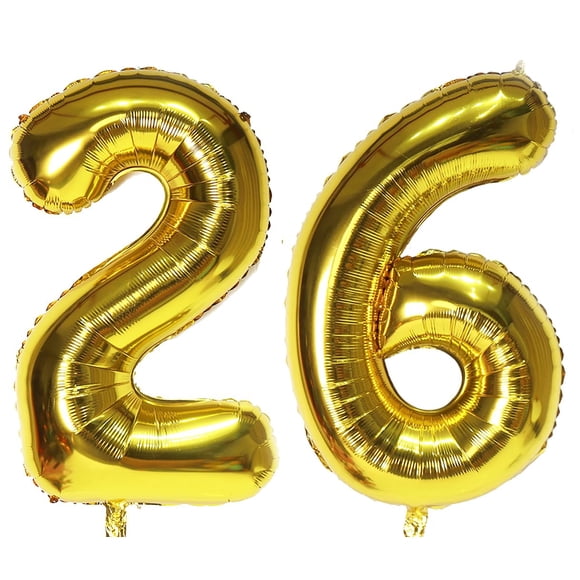 Globo Con Número 26 Dorado 26 Pulgadas Para Decoración De Fiestas