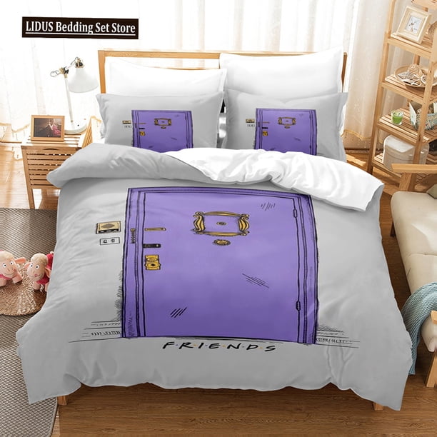 x2582 Bed Sheets Friends TV Movie Duvet Cover Set Full Size Comforter Cover Bedclothes Bed Linen Quilt Cover Set With Pillowcase(s) 3-Piece Bedding Set (1 Duvet Cover + 2 Pillow Shams) nj2582