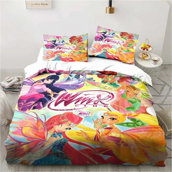 Winx Saga Club Bedding Set Duvet Cover Bed Set Quilt Cover Pillowcase Comforter Boys Adult Bedding Set