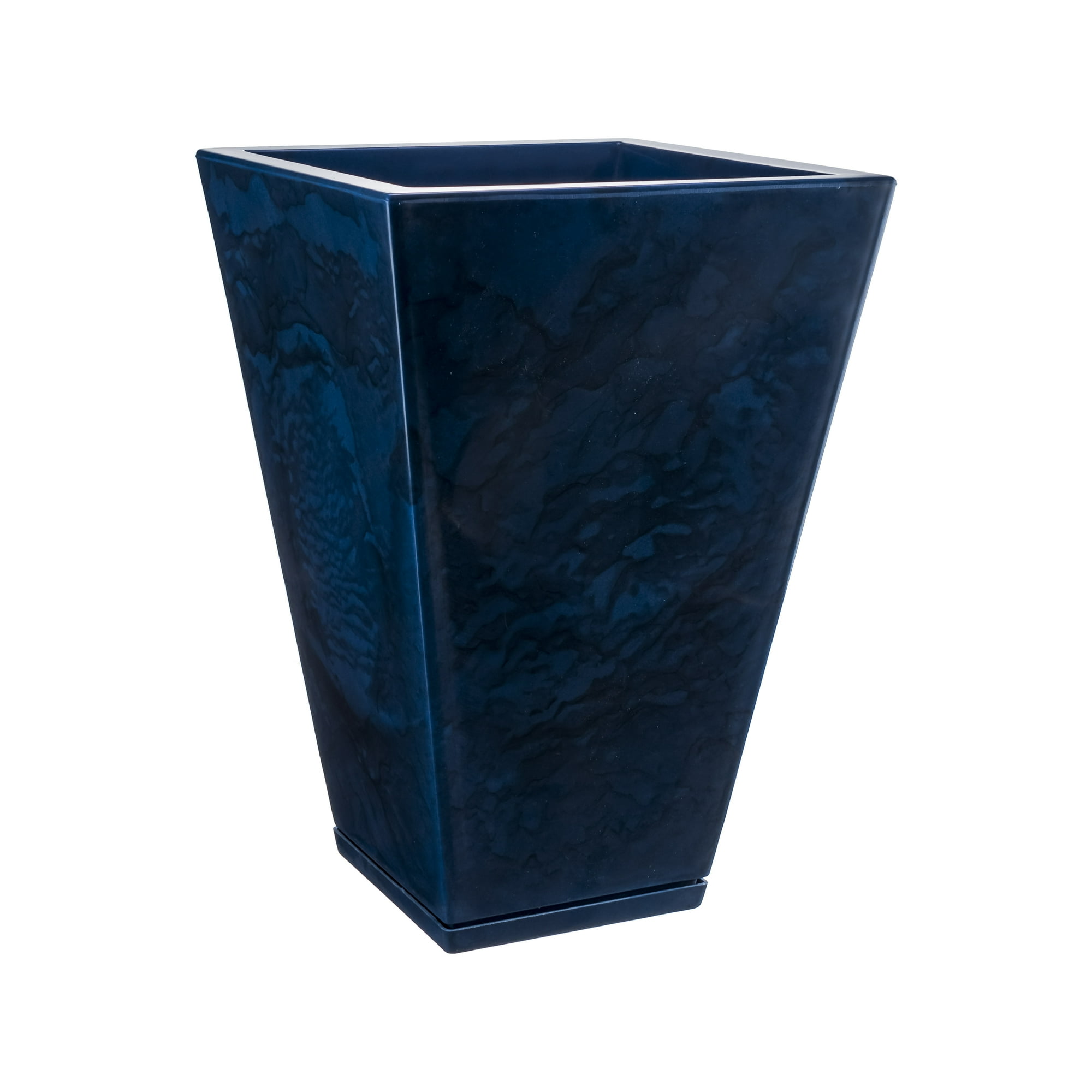 Macetero Floridis Azul Marmol Zurique 55cm Alto Con Plato