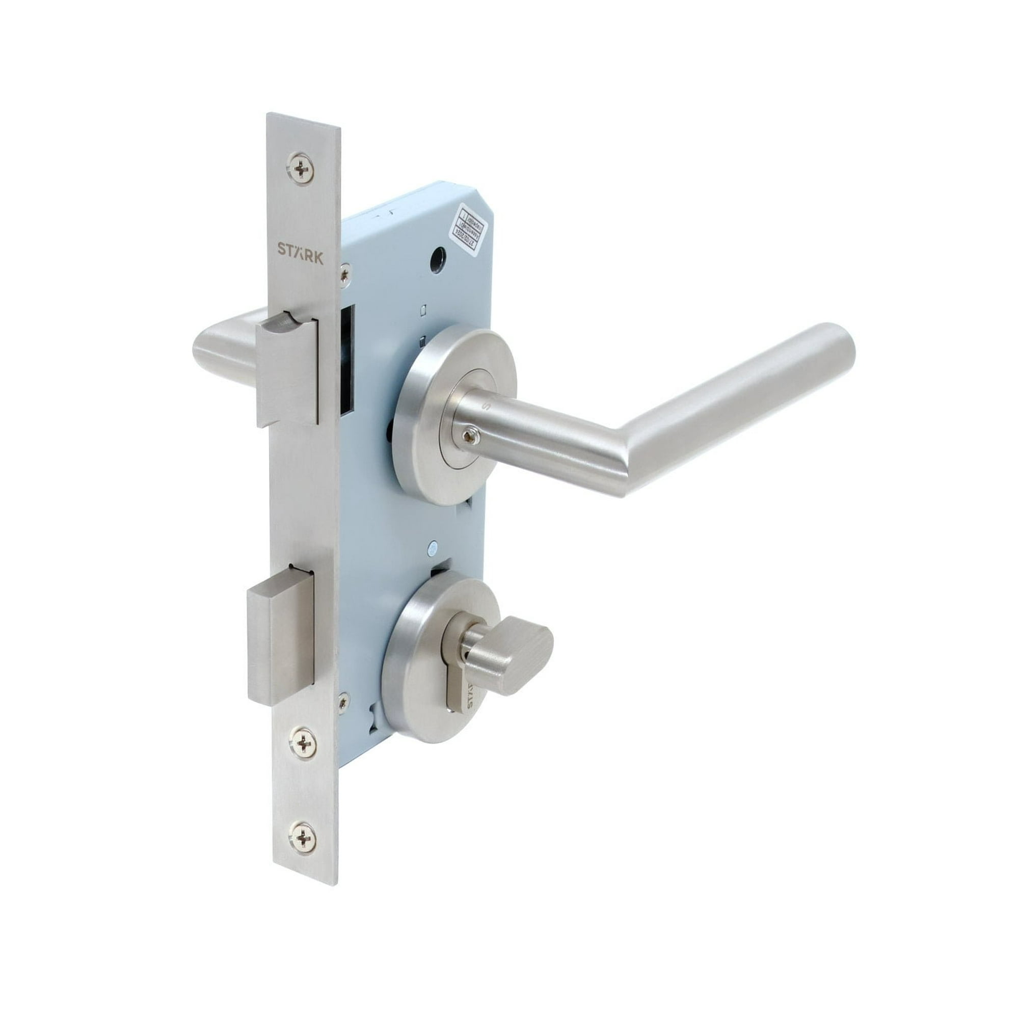 Stark Design - Cerradura De Embutir Puertas De Dormitorios, Bodegas, Oficinas. Cilindro Exterior Y Seguro Interior. Manillas Ambos Lados, Modelo: Tutu. (acero Inoxidable 304). Sku: Sde204-ai.kit.tutu