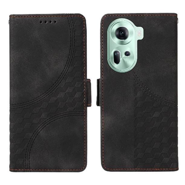Carcasa FOXDOCK OPPO Reno 11 5G de cuero PU, diseño acolchado clásico, protección contra caídas y rayones