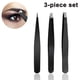 thumbnail image 1 of Juego de pinzas profesionales de acero inoxidable. Pinzas de precisión para cejas. Gran precisión para vello facial, vellos encarnados, astillas, puntos negros y garrapatas (negro)., 1 of 8
