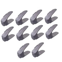 Magideal - Organizador De Ranuras Para Zapatos, Apilador De Zapatos De Doble Cubierta, Ahorro De Espacio Para Sandalias Y Zapatos Planos Gris