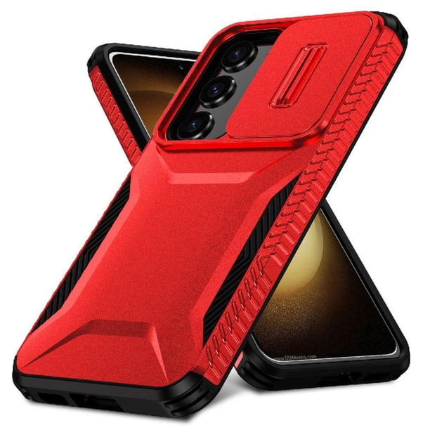 Funda Resistente para Samsung Galaxy S23 Plus con Tapa Deslizante y Protección Militar Rojo