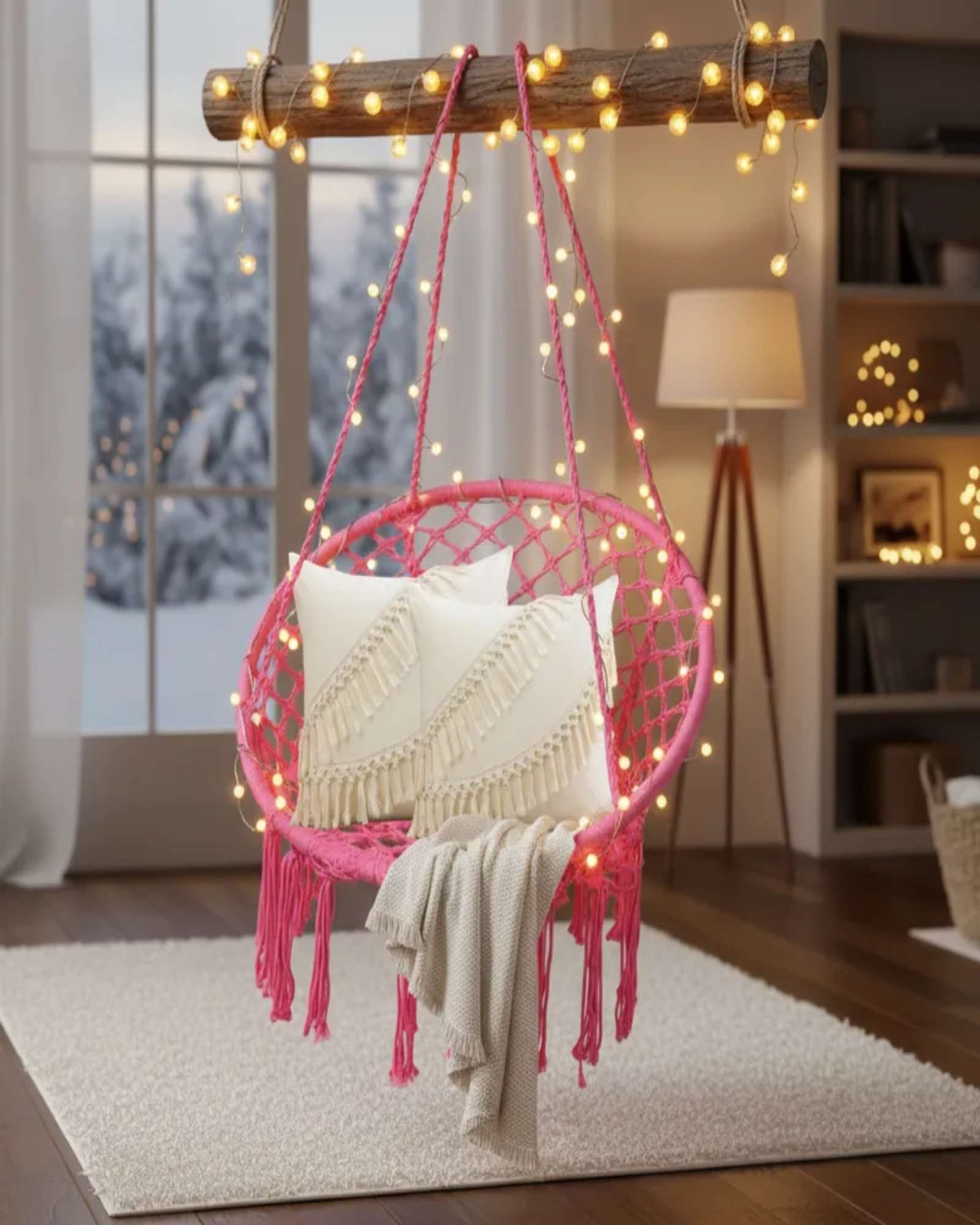 Tengfei - Silla Colgante Hamaca Mas 2 Cojines Interior Y Exterior