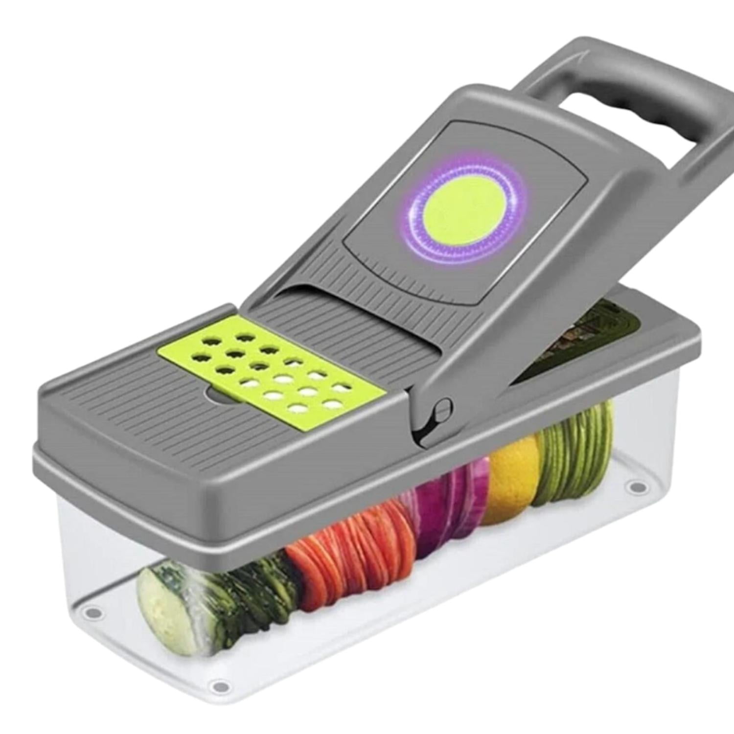 Fliperex - Set Picador Cortador De Verduras Y Frutas 14 En 1 Rallador Gris