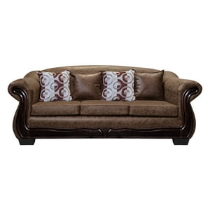 América Decora - Sofá Con Resorte Estructural 4 Personas Búfalo Envejecido Café Claro