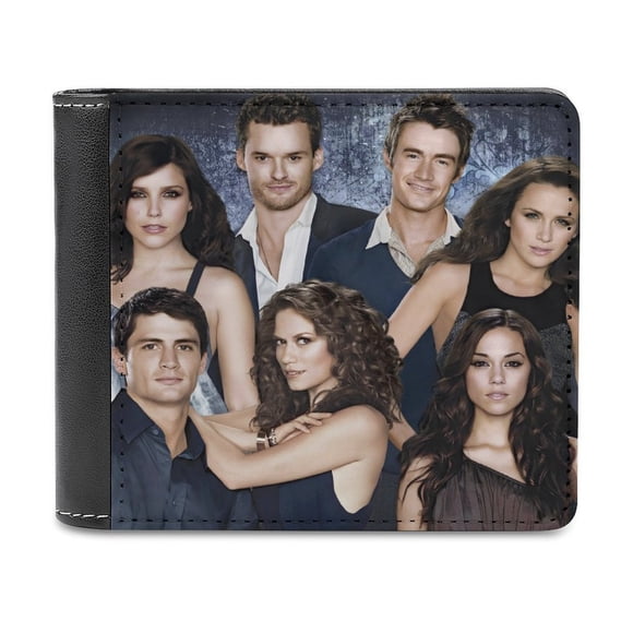 Tree Hill Cartera de Cuero PU para Hombres, Tarjetero Bifold Delgado, Cartera Minimalista de Cuero Sintético Suave