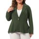 thumbnail image 1 of Agnes Orinda Blazer para Mujer Talla Grande Botón Solapa Panel Volante Peplum Blazers 4X Verde Militar, 1 of 6