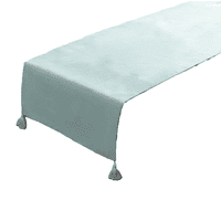 Genérico - Piecera Para Cama 2 Plaza - King En Lino Pompones 70X210 Cm Color Agua