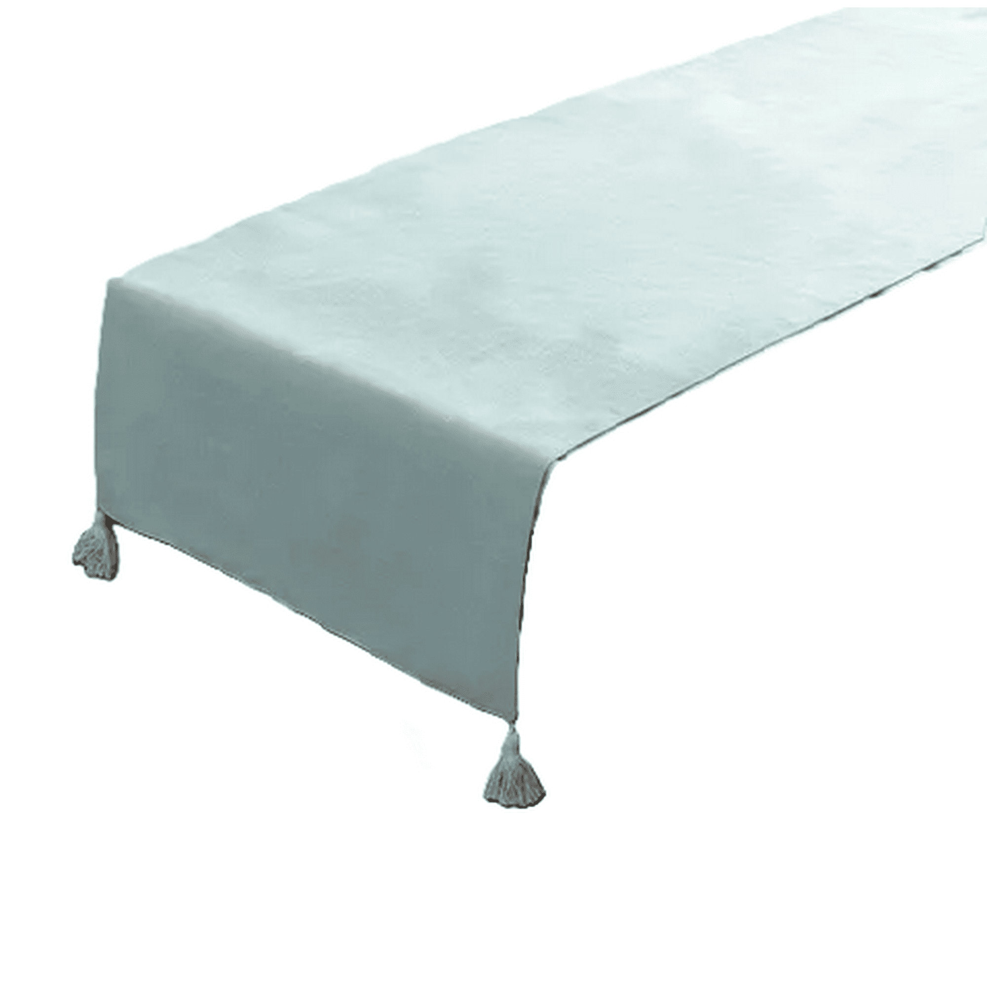 Genérico - Piecera Para Cama 2 Plaza - King En Lino Pompones 70x210 Cm Color Agua