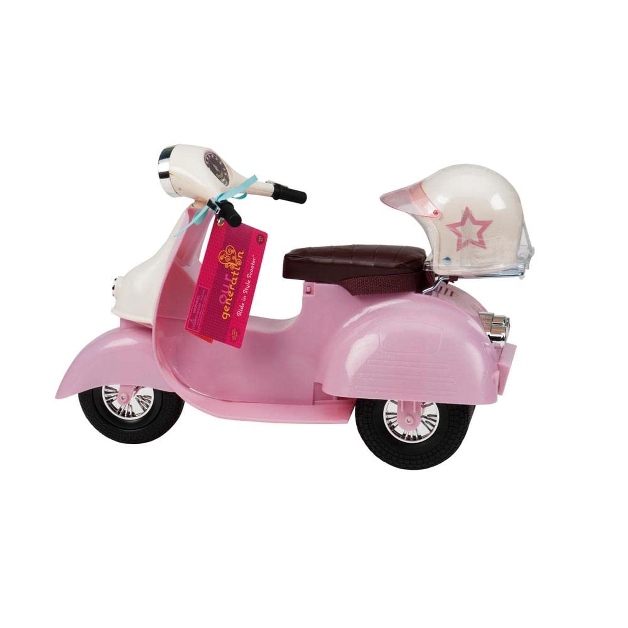 Muñeca Scooter Our Generation Rosa Marfil Para 18 Con Casco