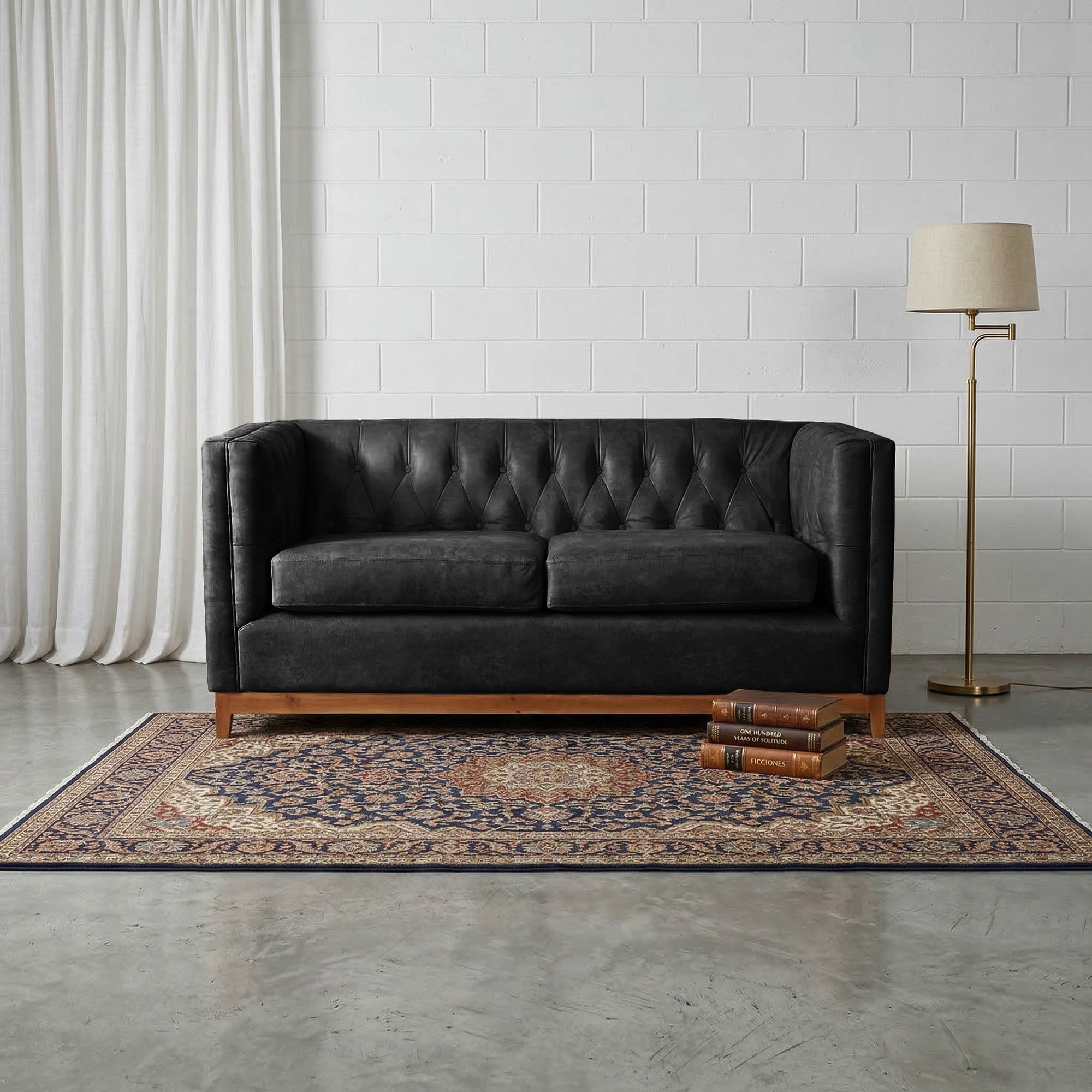 Latam Home - Sofa Roma 2c Cuero Colorado Negro