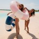 thumbnail image 2 of Flotador inflable para piscina FUNBOY, gigante, vintage, con rayas rosas, 48 pulgadas, 2 of 5