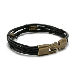 Millam - Pulsera Hombre Cuero Y Dijes Bronce Negro