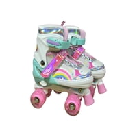 Genérico - Patin 4 Ruedas Con Luces Y Kit Talla M 35 38 Blanco