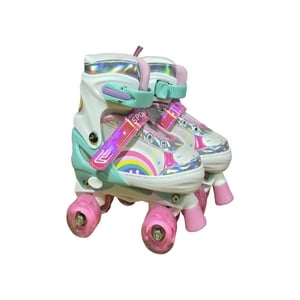 Genérico - Patin 4 Ruedas Con Luces Y Kit Talla M 35 38 Blanco