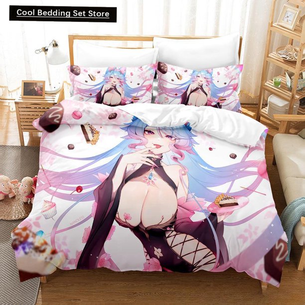 Anime Sexy Girls Silvervale VTuber Bedding Set Twin Full