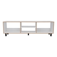 Fmfurniture - Rack Tv 70"" Con 5 Repisas Fm-033B Blanco Y Cafe Claro