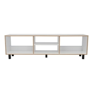 Fmfurniture - Rack Tv 70"" Con 5 Repisas Fm-033B Blanco Y Cafe Claro