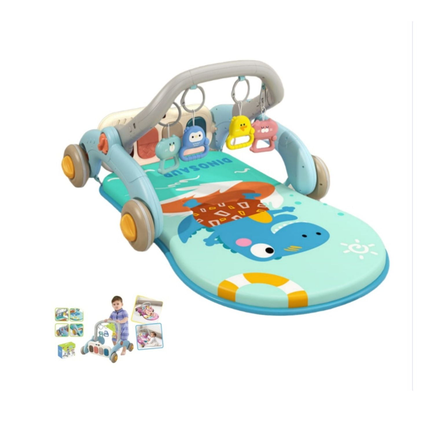Babyluna - 2 En 1 Andador-caminador Y Alfombra Gimnasio Para Bebé