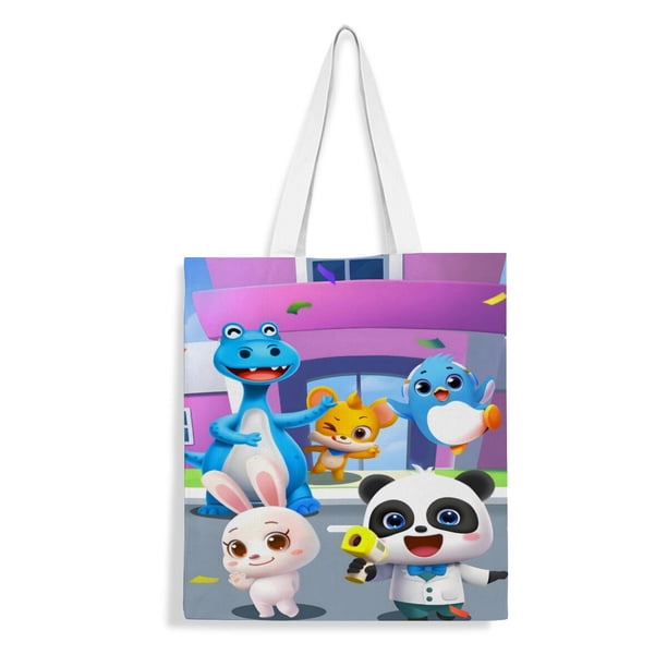 Babybus / Baby Bus Bolso de tela con estampado de lienzo para mujer, bolsa de compras reutilizable y estética, con cremallera interior, regalo para mujer, 35 × 40 cm.