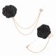 thumbnail image 1 of Alfiler de solapa de flor de rosa Uxcell para hombres, kit de broche de rosa de tela de 2 estilos con hoja de oro, broches de palo, cadena de borla, insignia de satén, negro, 1 of 7