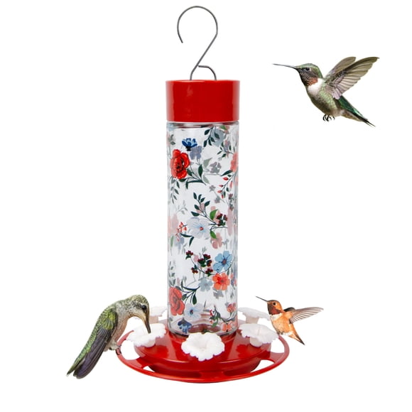 Comedero para colibríes Nature's Way, vaso vintage con forma de flor, 600 ml