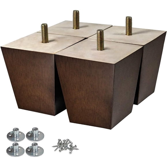 Wood Furniture Legs 3 inch Sofa Legs Pack of 4 Square Couch