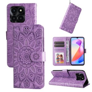 Funda Tipo Cartera Foxdock Para Honor X6A , Diseño Girasol En Relieve, Cuero Pu, Cierre Magnético, Soporte Y Tarjetero