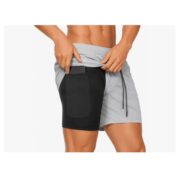 Short Deportivo Hombre Pantalones Cortos Secado Rápido Sport GRIS CLARO TALLA M