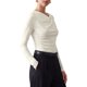 thumbnail image 3 of INSPIRE CHIC Blusas con Cuello de Tortuga para Mujeres de Manga Larga Elegante Draped Otoño Casual Ligera S Beige, 3 of 6