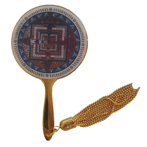 Amuleto Feng Shui Import Kalachakra con forma de mandala, espejo de latón