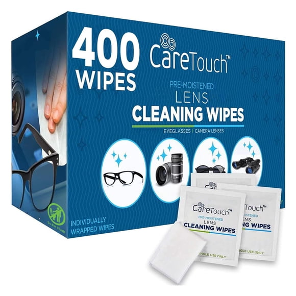 Toallitas para lentes Care Touch, 400 unidades, envueltas individualmente