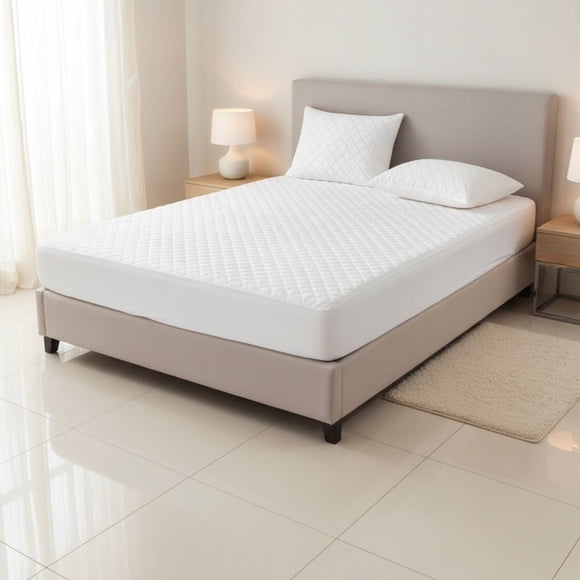 Funda Cubre Colchón 2 Plazas Impermeable + 2 Funda Almohada Blanco