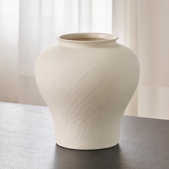 Jarrón LB2 33 cm Blanco Estilo Zen de Cerámica