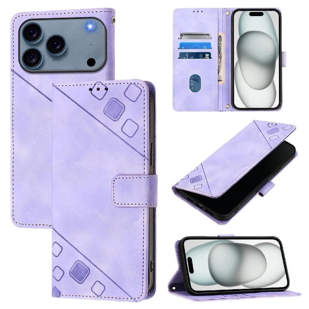 Funda Cartera para iPhone 17 Pro Max con Soporte y Ranuras, Resistente a Golpes y Rayones Morado